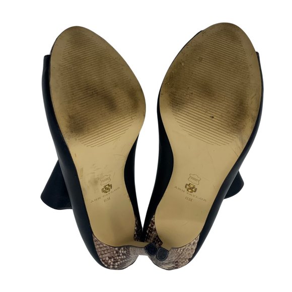 GREAT CONDITION! - Ann Taylor Peep Toe Soft Leather Snakeskin Ankle Bootie Heels - Picture 6 of 8